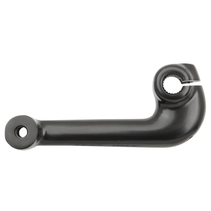 A black metal crank arm with a hole on one end and a toothed inner ring on the other, designed to complement your Mid Control Kits or Moto Iron® Shift Lever Arm Harley Sportster XL 91-03 - Black (without forward controls) for your Harley Sportster.