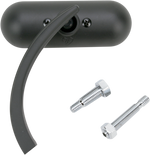 An Arlen Ness Mini Oval Mirror -Black Left with a screw and nut.
