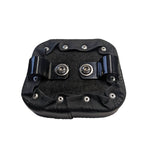 The TC Bros. Clamp-On Sissy Bar Pad is a black, rectangular leather pad with visible stitching, shown on a white background—ideal for adding comfort and style to your TC Bros. sissy bar.