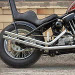 TC Bros. Passenger Footpeg Kit for Sportster Hardtails by TC Bros., includes metal foot pegs, mounting hardware, brackets, bolts, and washers. Inset shows the installed kit on a Sportster hardtail rear frame.