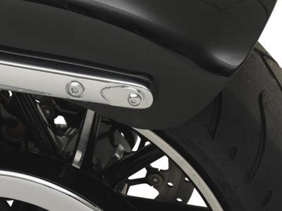 Cycle Visions Rear Turn Signal Cover Plates - 2006-Up Harley Dyna Models - Black fender strut cover hole.