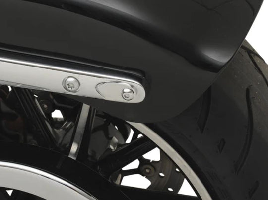 The Cycle Visions rear turn signal cover plates for 2006-Up Harley Dyna models are made of steel and chrome plated.