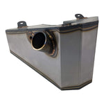 The TC Bros. Horseshoe Oil Tank Kit for 1982-2003 Sportster Hardtail features welded seams, two mounting tabs, and two differently sized circular openings on one side.