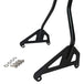 A pair of black TC Bros. M8 Fat Bob Kickback Sissy Bars, suitable for a Harley Davidson motorcycle.