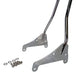 The TC Bros. Kickback Sissy Bar for Harley-Davidson M8 Softail (Chrome) by TC Bros., including mounting brackets and hardware, is shown on a white background.