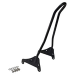 The TC Bros. Kickback Sissy Bar for Harley-Davidson M8 Softail in black includes mounting brackets, screws, and washers for easy rear installation on your motorcycle.
