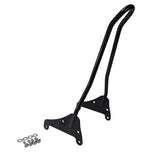 The TC Bros. Kickback Sissy Bar for Harley-Davidson M8 Softail in black includes mounting brackets, screws, and washers for easy rear installation on your motorcycle.