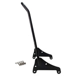 The TC Bros. Kickback Sissy Bar for Harley-Davidson M8 Softail in black includes mounting brackets, screws, and washers for easy rear installation on your motorcycle.