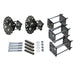 A set of bolts, nuts and a DIY Frame Jig Rotisserie Stand by Chop Source on a white background.