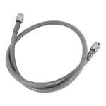 Two Goodridge Universal AN-Type Brake Lines—one silver, one black—with stainless steel braided hoses and threaded connectors are coiled together on a white background, suitable for hydraulic and brake fluid applications.