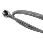 Two Goodridge Universal AN-Type Brake Lines—one silver, one black—with stainless steel braided hoses and threaded connectors are coiled together on a white background, suitable for hydraulic and brake fluid applications.