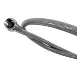 Two Goodridge Universal AN-Type Brake Lines—one silver, one black—with stainless steel braided hoses and threaded connectors are coiled together on a white background, suitable for hydraulic and brake fluid applications.