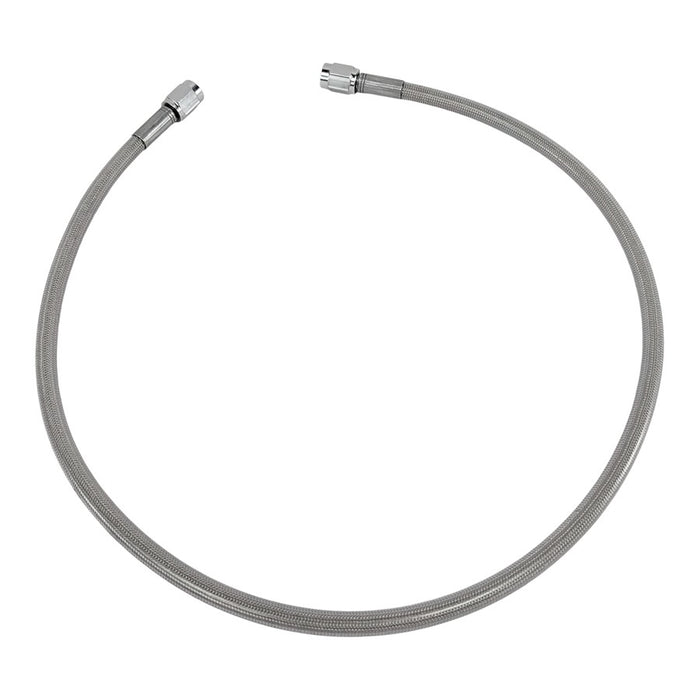 A Goodridge Universal Stainless Steel Braided Motorcycle Brake Line - Clear Coated - 34" on a white background.