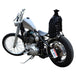 A black motorcycle with a TC Bros. Original DIY Sissy Bar Kit attached to it.