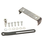 The TC Bros. Rigid Seat Mount Kit includes five bolts, five washers, one nut, and a slotted metal strip—ideal for customizing Sportster hardtails. All TC Bros. components are shown neatly organized on a white background.