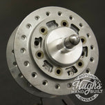 A stainless steel sprocket on a white background, featuring the Hughs HandBuilt Yamaha XS650 Speedometer Eliminator (fits 1975-1983) motorcycle.