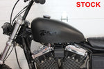 TC Bros. Frisco-Style Gas Tank Lift Kit for Harley-Davidson Sportster 1995-2003, includes two black metal brackets, a black cylindrical spacer, bolt, washer, and nut—shown on a white background.
