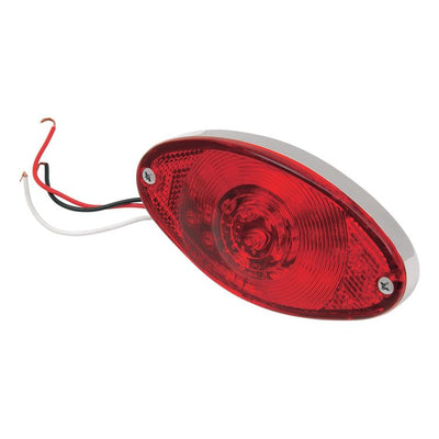 A Mid-USA red LED Thin Cateye Tail Light with a thin design on a white background.