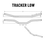 The TC Bros. 1" Tracker Handlebar, in black, features a slight rise and gentle backward sweep, shown isolated on a white background.