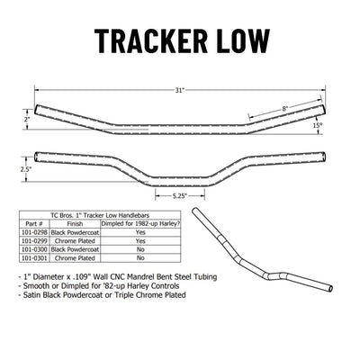 TC Bros. 1" Tracker Low Handlebars - Black