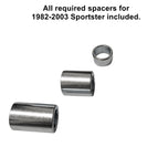 All required spacers for 1992-2003 Sporter, including Moto Iron® Black Rear Tracker Wheel 40 spoke 19"x 2.5" Fits Sportster 1982-2003, are included.