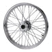 A Moto Iron® Chrome Rear Scrambler Wheel 40 spoke 18"x 2.5" Fits Sportster 1982-2003 on a white background.