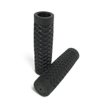 ODI Vans and Cult Grips for 1" handlebars feature a waffle pattern and come in black, brown, maroon, and orange. Textured rubber grips inspired by the Vans x CULT design are arranged on a white surface.
