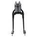 A black and white image of a Vintage Springer Front End Stock Length Black motorcycle suspension system by Moto Iron® fits Harley Davidson.