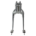 An image of a Vintage Springer Front End Stock Length Chrome fits Harley Davidson by Moto Iron® with a bolt-on installation on a white background.