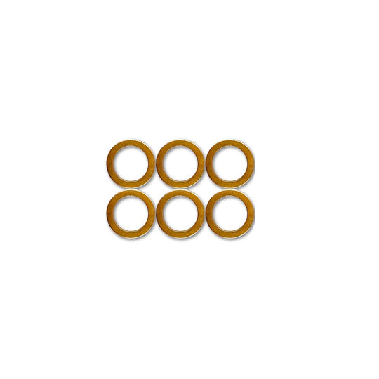 A set of Goodridge 7/16" or 12mm Crush Washers for Banjo Bolts (6 pk) on a white background.
